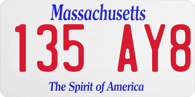 MA license plate 135AY8