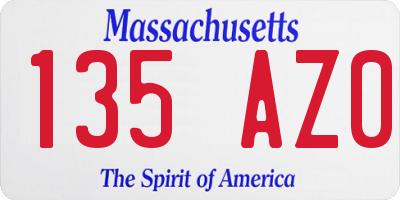 MA license plate 135AZ0