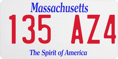 MA license plate 135AZ4