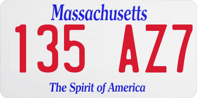 MA license plate 135AZ7
