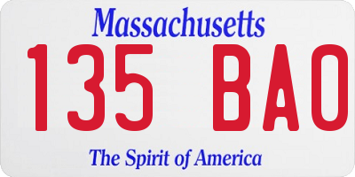 MA license plate 135BA0