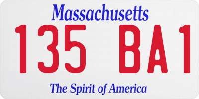 MA license plate 135BA1