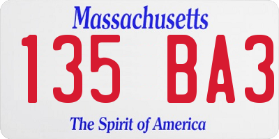 MA license plate 135BA3