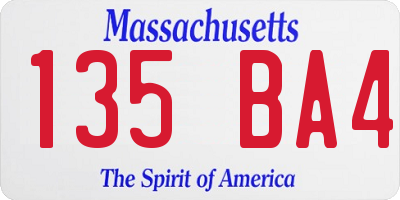 MA license plate 135BA4