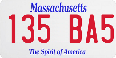 MA license plate 135BA5