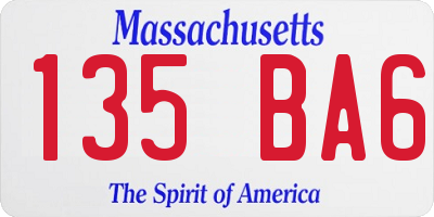 MA license plate 135BA6