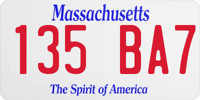 MA license plate 135BA7