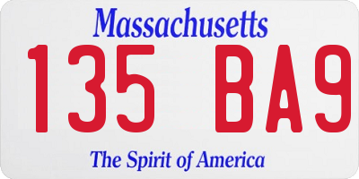 MA license plate 135BA9