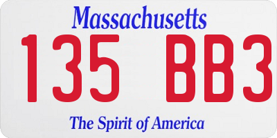MA license plate 135BB3