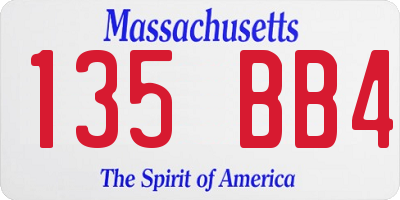 MA license plate 135BB4