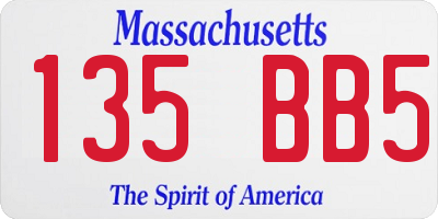 MA license plate 135BB5