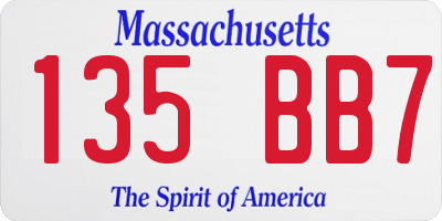 MA license plate 135BB7