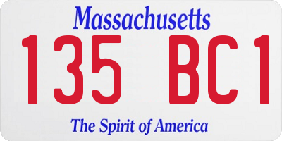MA license plate 135BC1