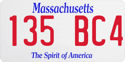 MA license plate 135BC4