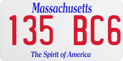 MA license plate 135BC6