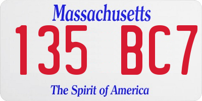 MA license plate 135BC7