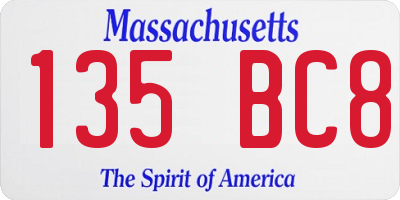 MA license plate 135BC8