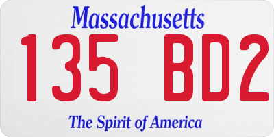 MA license plate 135BD2