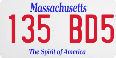 MA license plate 135BD5