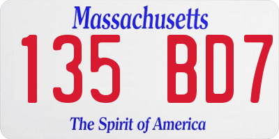 MA license plate 135BD7