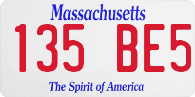 MA license plate 135BE5