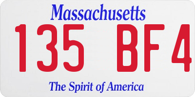 MA license plate 135BF4