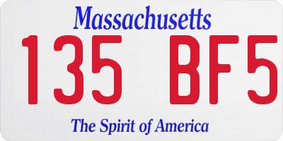 MA license plate 135BF5