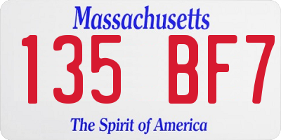 MA license plate 135BF7