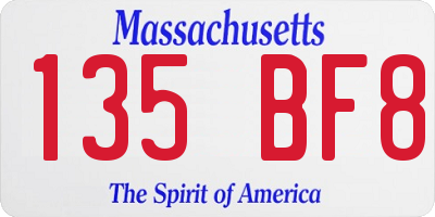 MA license plate 135BF8