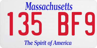MA license plate 135BF9