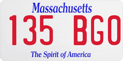 MA license plate 135BG0