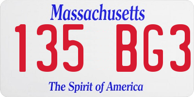 MA license plate 135BG3