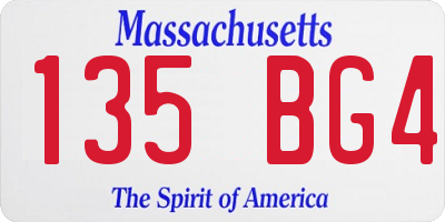 MA license plate 135BG4