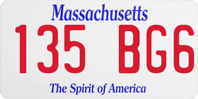 MA license plate 135BG6