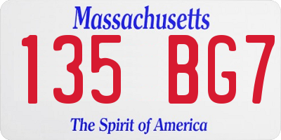 MA license plate 135BG7