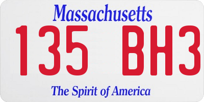 MA license plate 135BH3