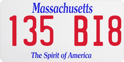 MA license plate 135BI8