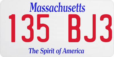 MA license plate 135BJ3