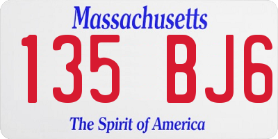 MA license plate 135BJ6