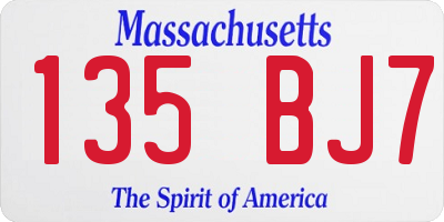 MA license plate 135BJ7