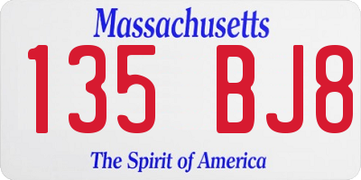 MA license plate 135BJ8
