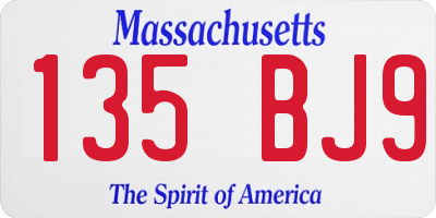 MA license plate 135BJ9