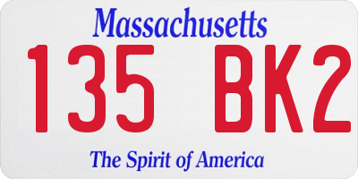 MA license plate 135BK2
