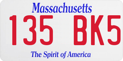 MA license plate 135BK5