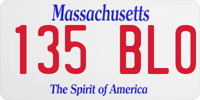 MA license plate 135BL0