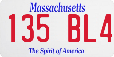 MA license plate 135BL4