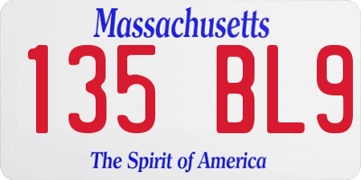 MA license plate 135BL9