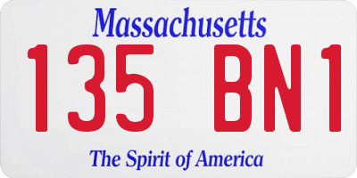 MA license plate 135BN1