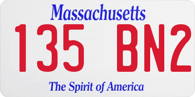 MA license plate 135BN2
