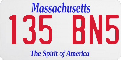 MA license plate 135BN5